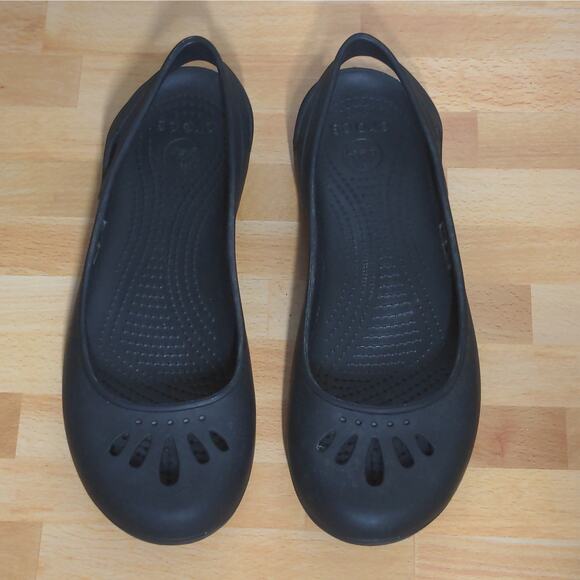Crocs Black Thea Flats Slingbacks 11701 Croslite Comfort Casual Work - Size 10 - Picture 3 of 15